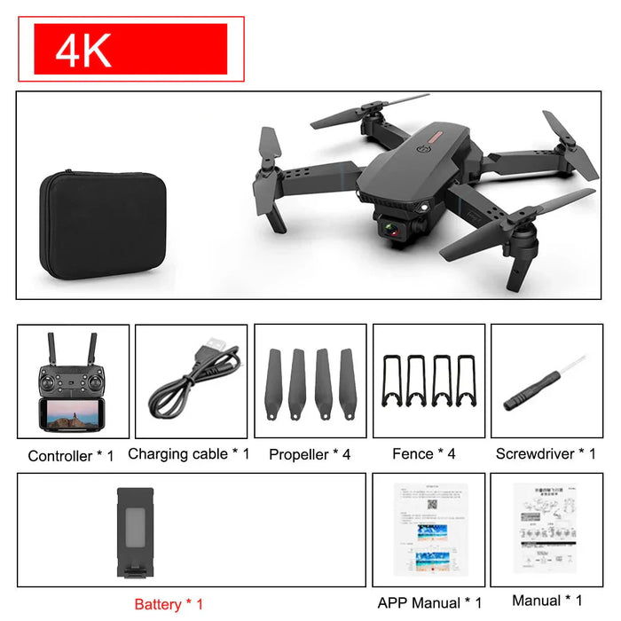 E88 Pro Foldable Drone – 4K Camera, FPV, Altitude Hold